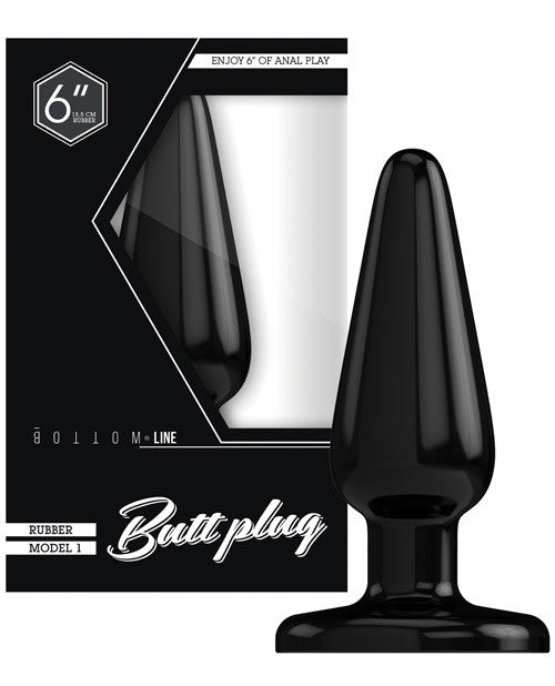 Shots Bottom Line Buttplug 6" Rubber Model 1 - Black