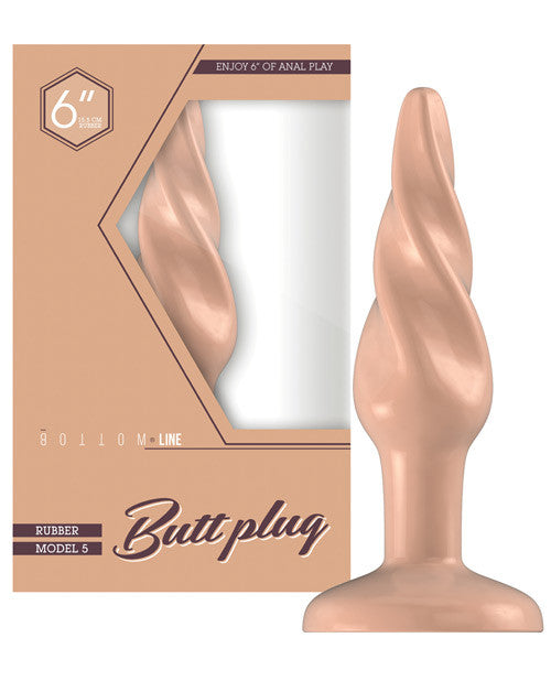 Shots Bottom Line Buttplug 6" Rubber Model 5 - Flesh